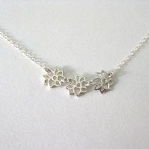Silver Flower Choker Necklace, Dahlia Flower..
