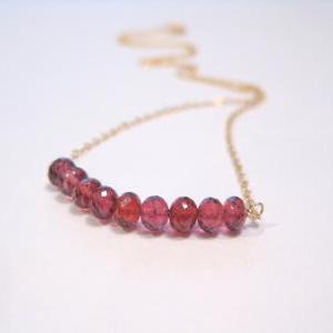 Garnet Necklace, Red Gemstone Necklace, January..