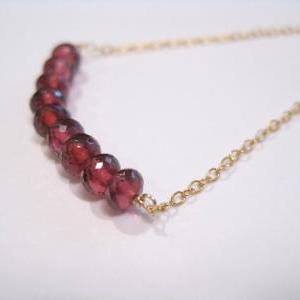 Garnet Necklace, Red Gemstone Necklace, January..